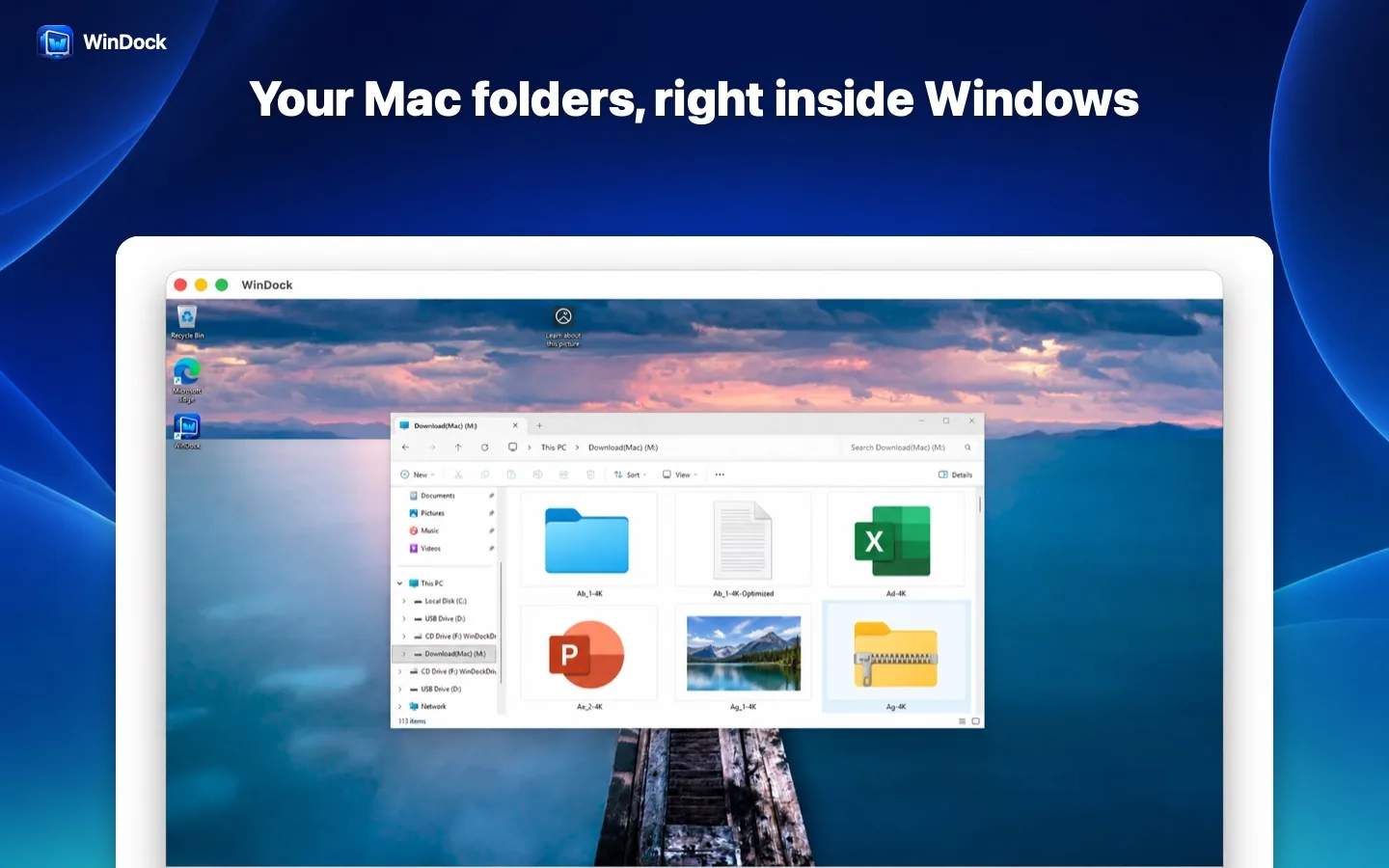 Mac folders appear as a Windows drive
