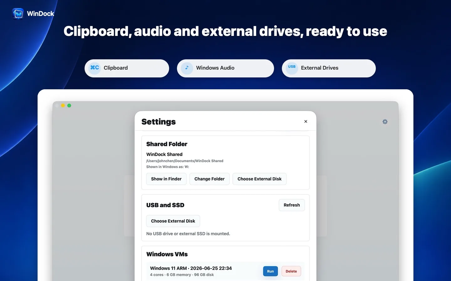 Clipboard, audio and external drives