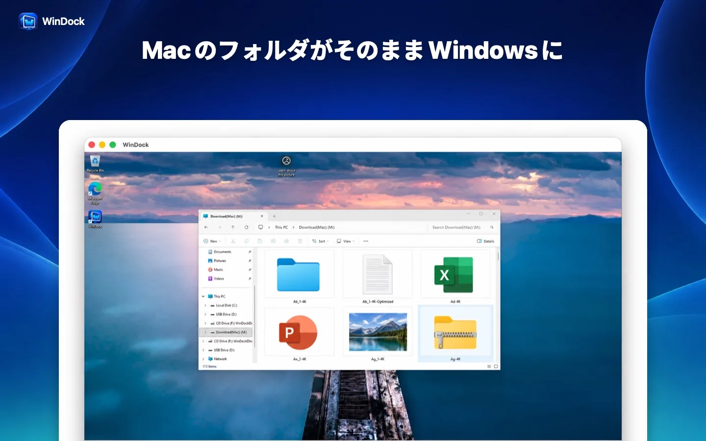 MacのフォルダがWindowsのドライブに