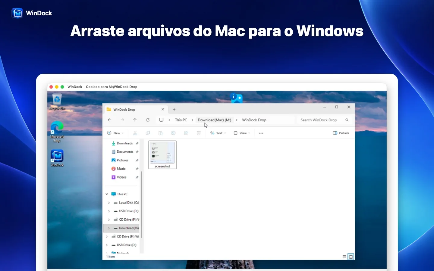 Arraste arquivos do Mac para o Windows